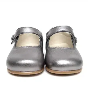 Merceditas botón piel gris perla niña completo