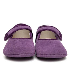 Merceditas velcro botón morado