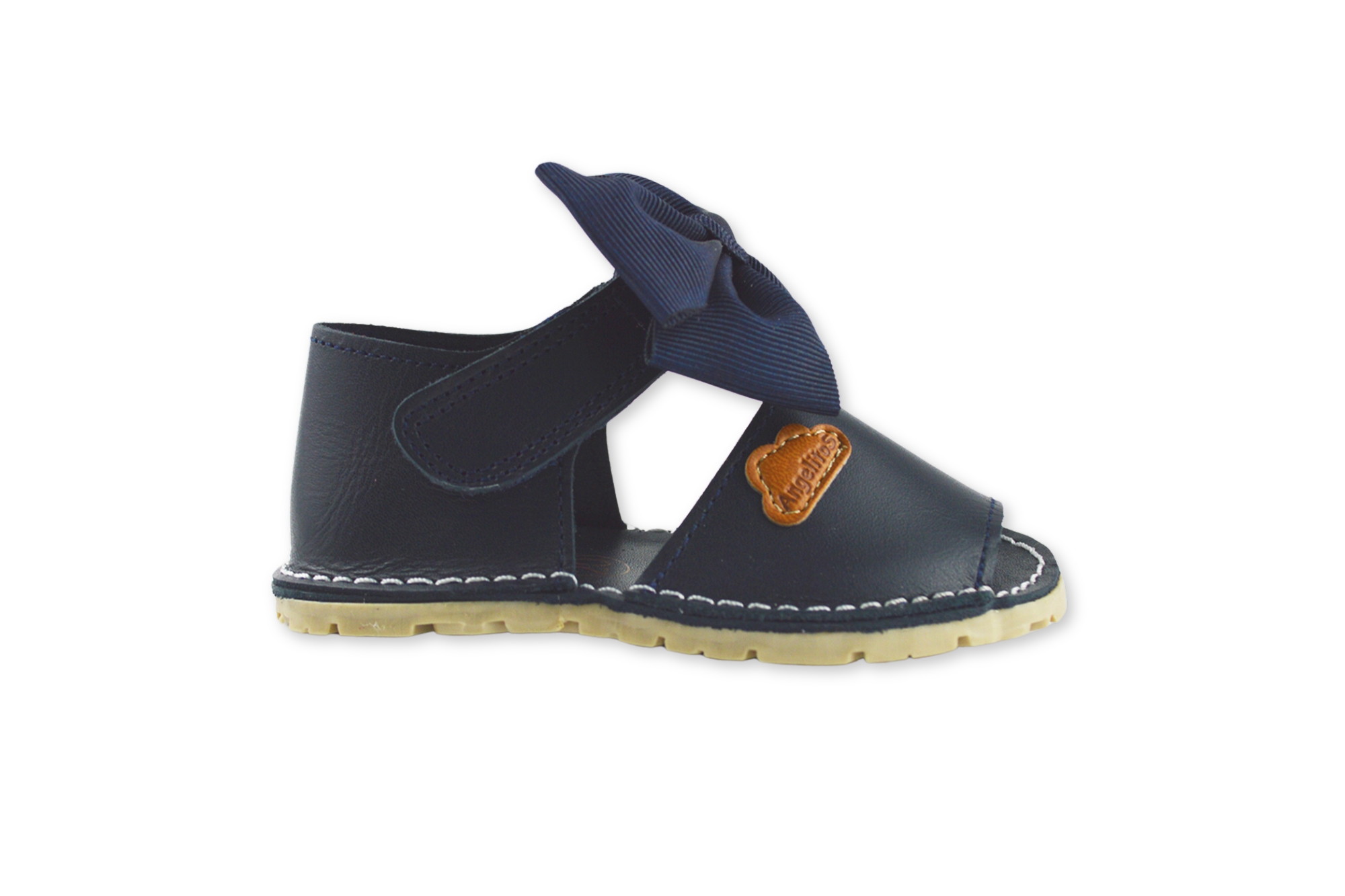 Menorquina azul marino niña con lazo talón cerrado velcro CALZADO RESPETUOSO (copia)