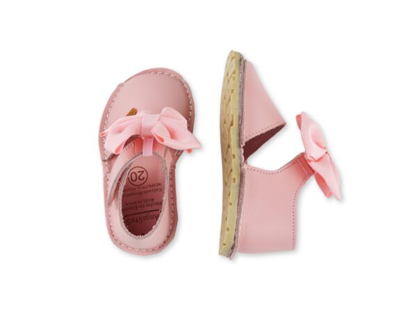 Menorquina rosa niña con lazo talón cerrado velcro CALZADO RESPETUOSO